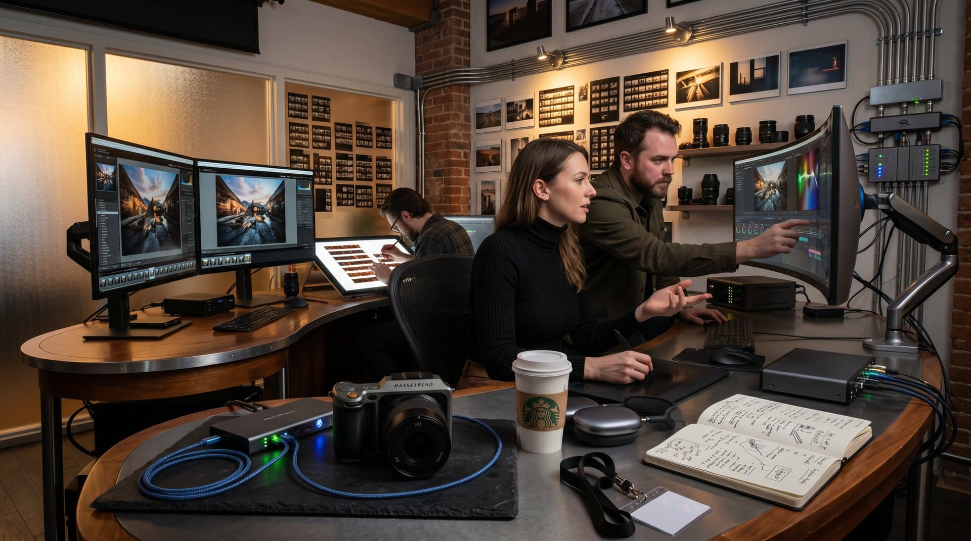 USB4 cables and Thunderbolt docks power multi-monitor editing suite for high-res visual arts workflows