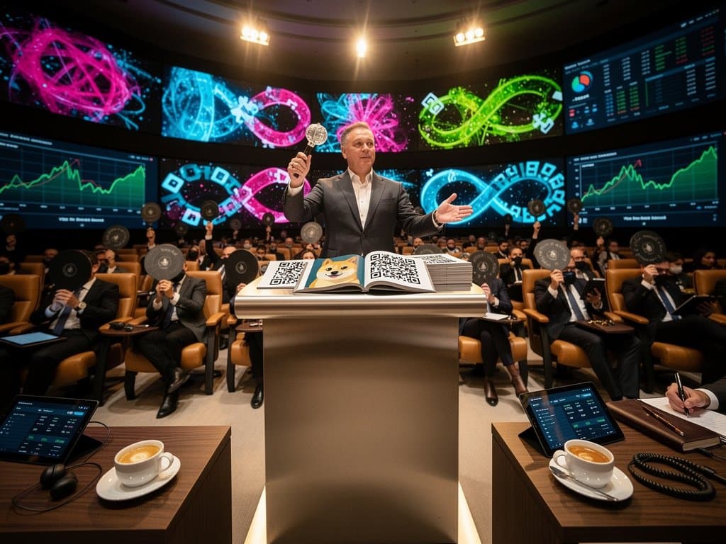 Sotheby's auction screens showcase crypto NFT photography with neon visuals amid bidder luxury setups and skyline